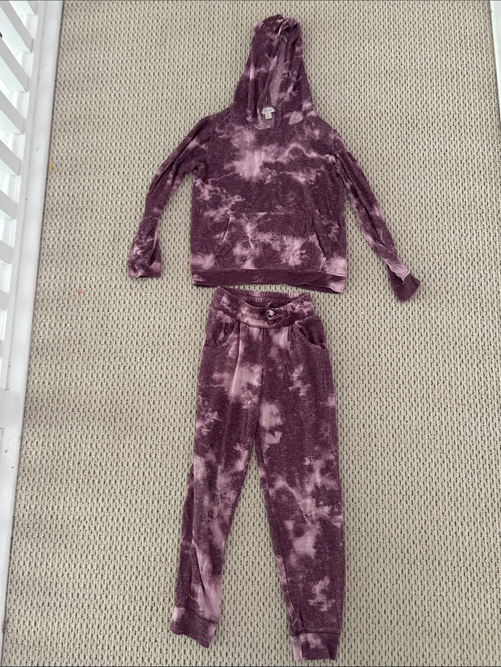Kids Plush Tie-Dye Joggers in Purple - Cozy Lounge Bottoms